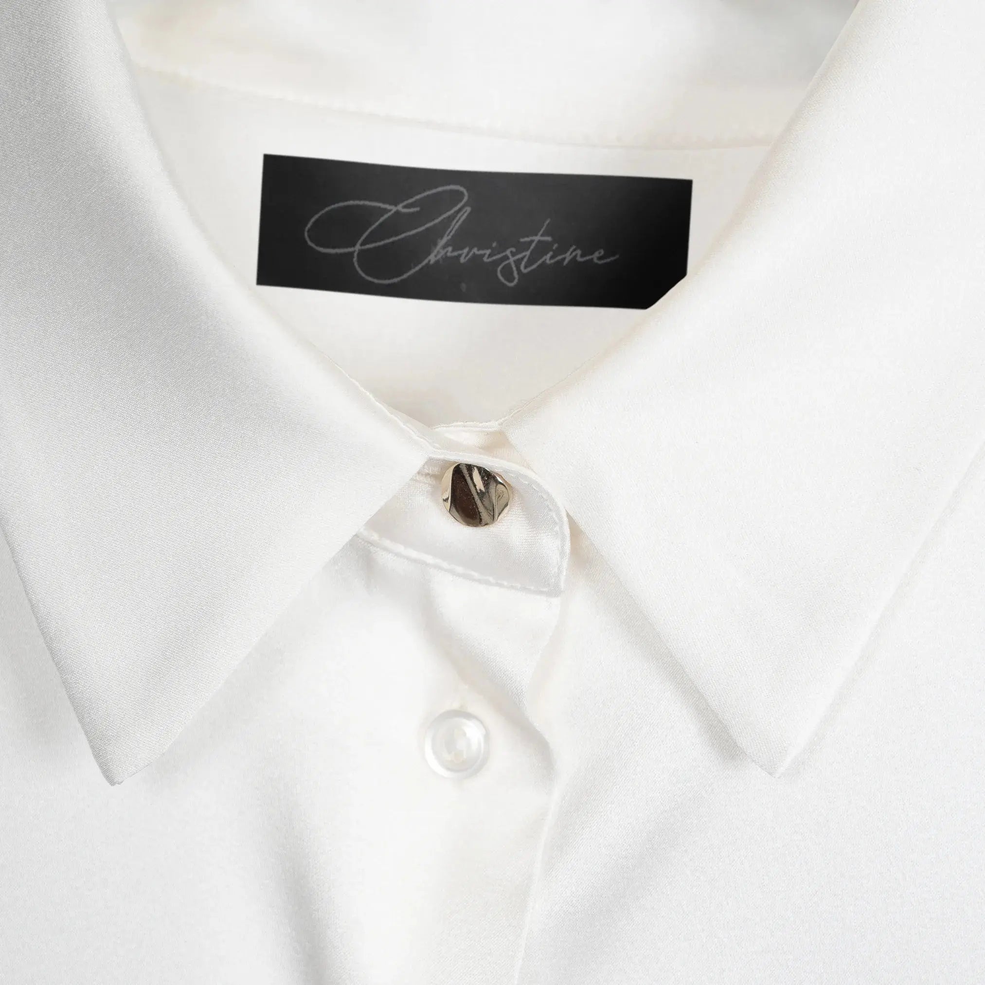 Chemise en Soie Blanc avec Boutons Moda di Christine
