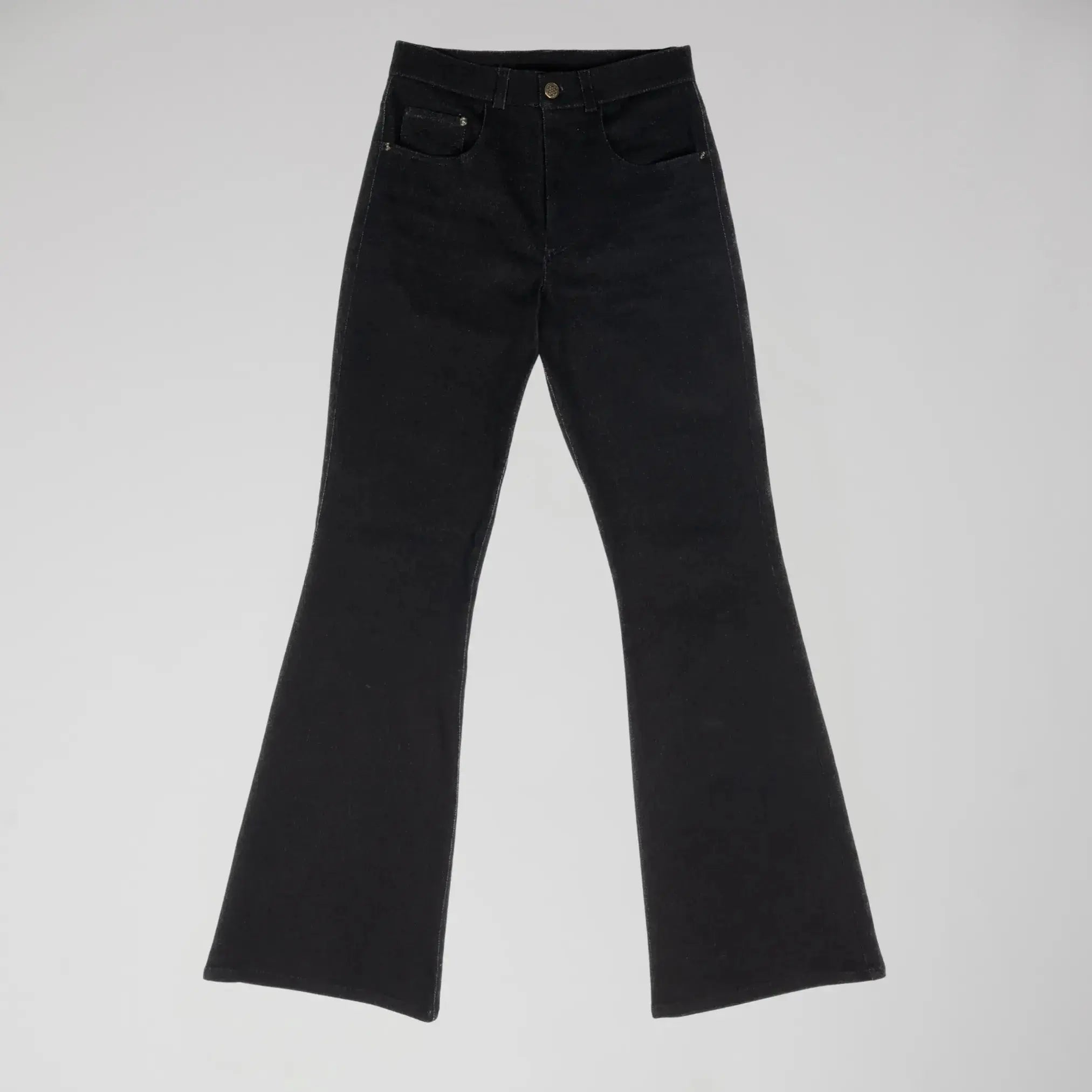 Jean Evasé Noir avec Broderie Orchidée Moda di Christine