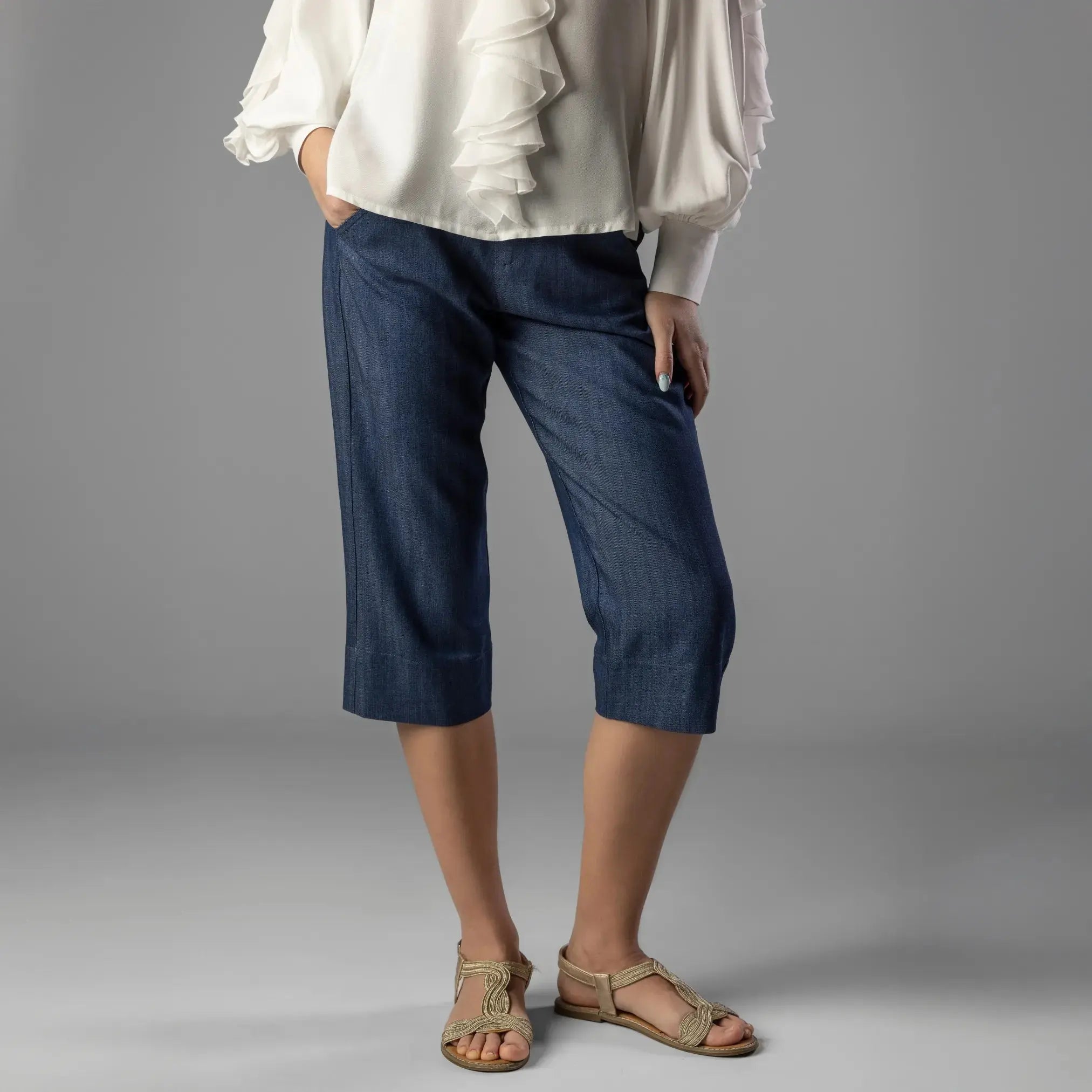 Pantacourt Bleu Denim Moda di Christine