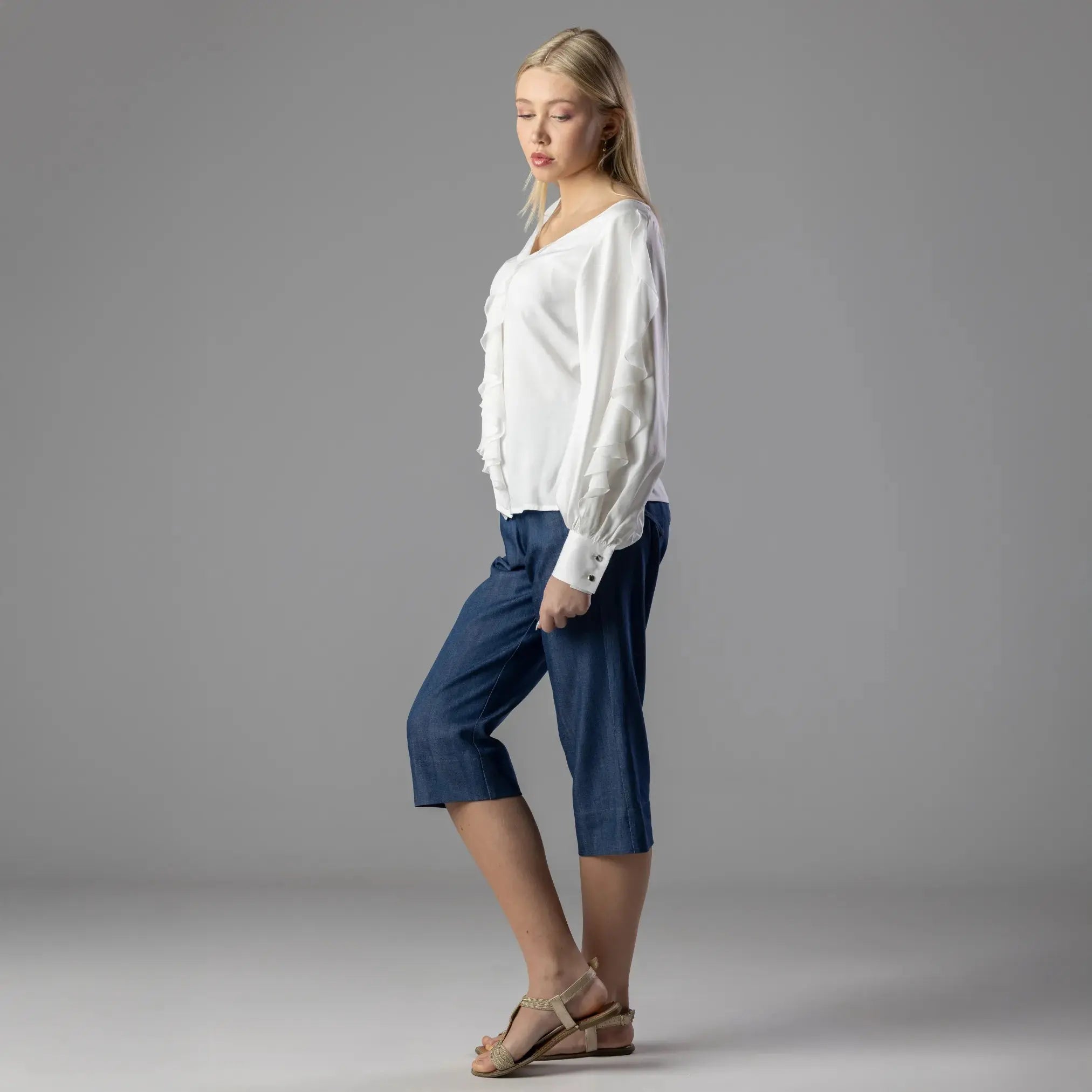 Pantacourt Bleu Denim Moda di Christine