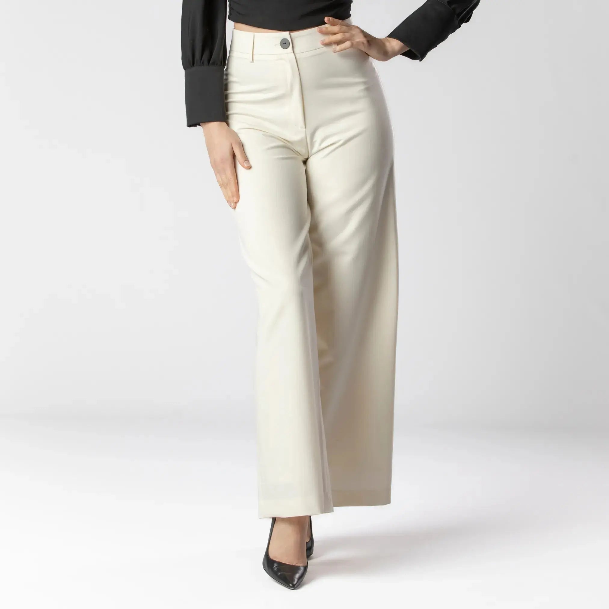 Pantalon Blanc Élégance Droite Moda di Christine