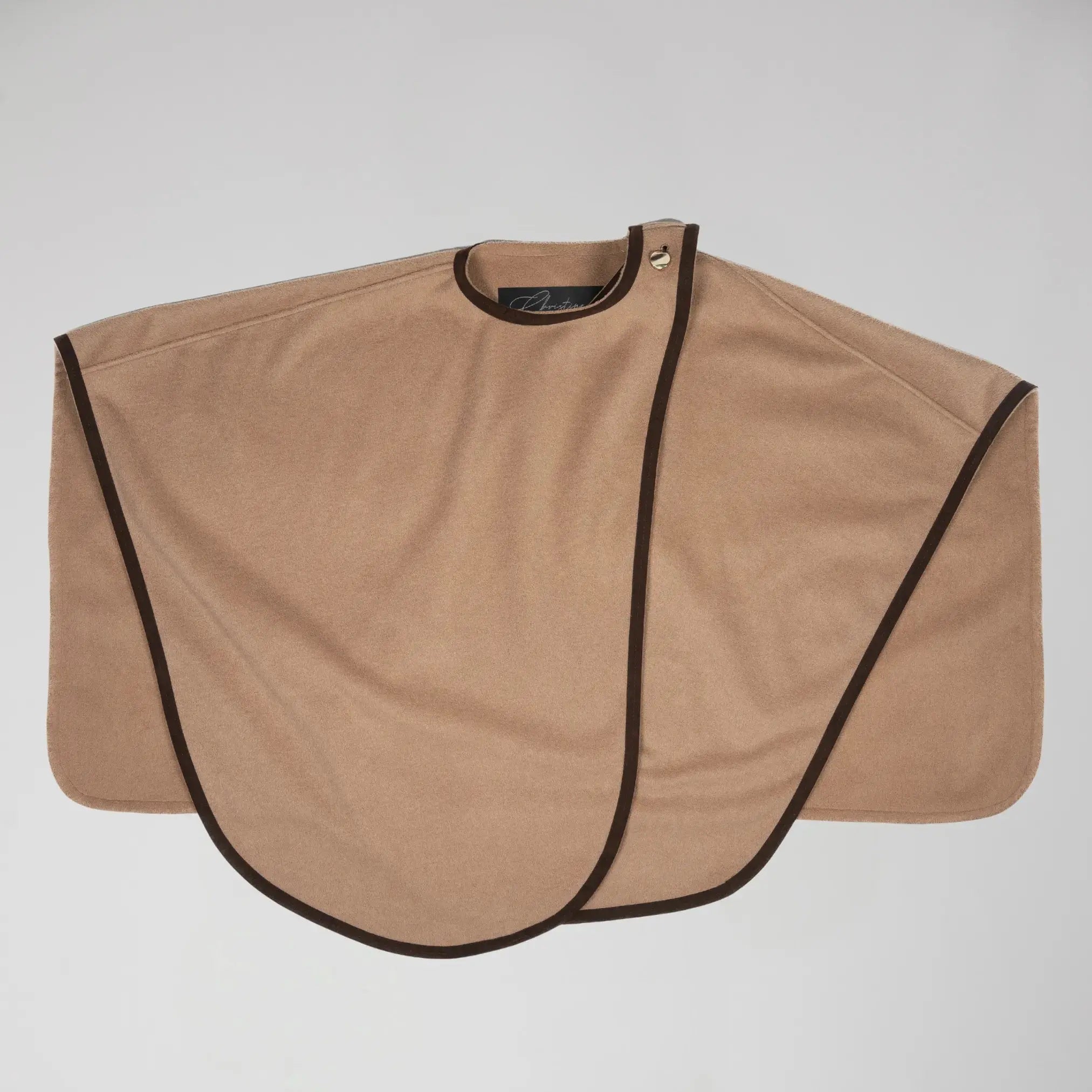 Poncho Moka avec Bordure en Daim Moda di Christine