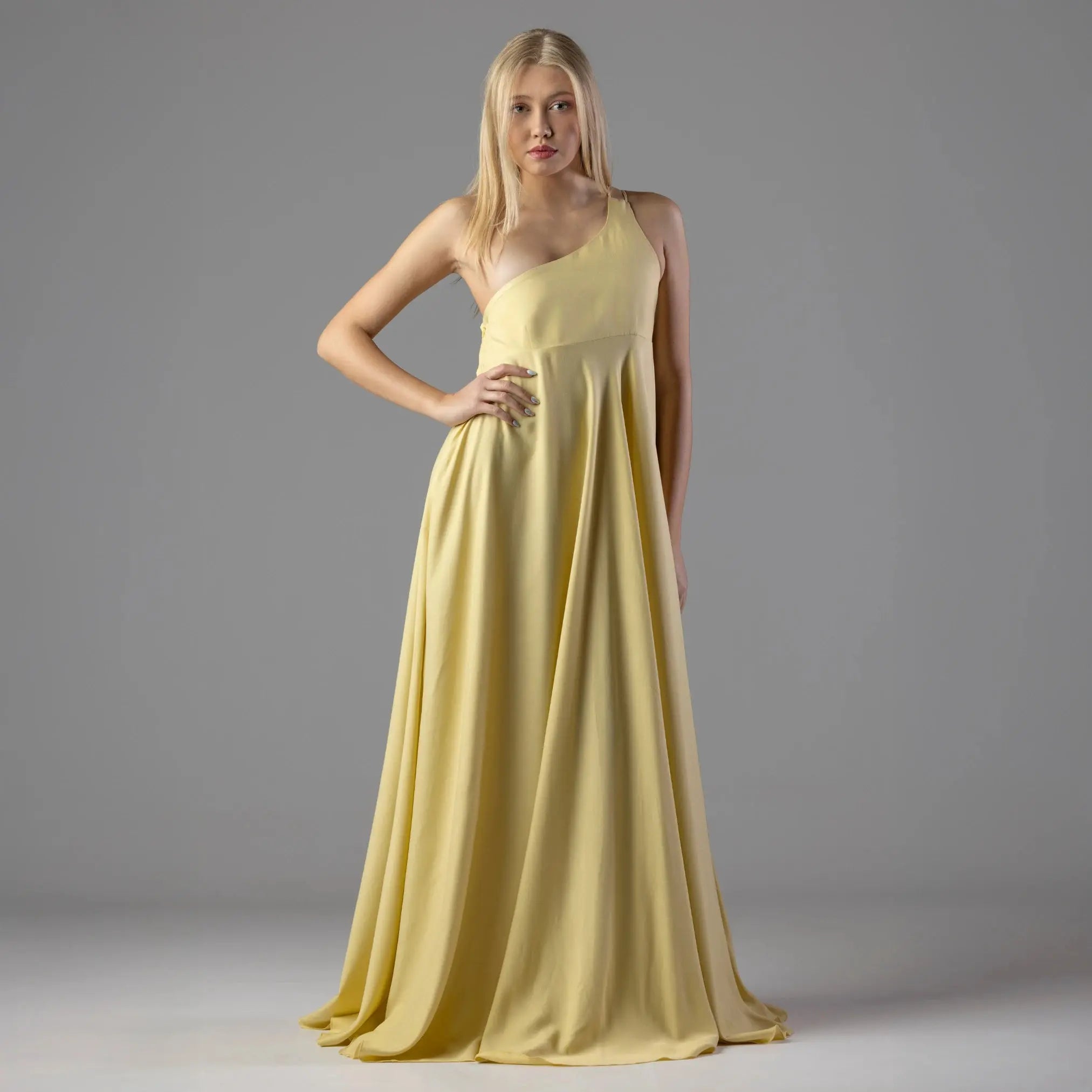 Robe Longue Jaune Asymétrique Moda di Christine
