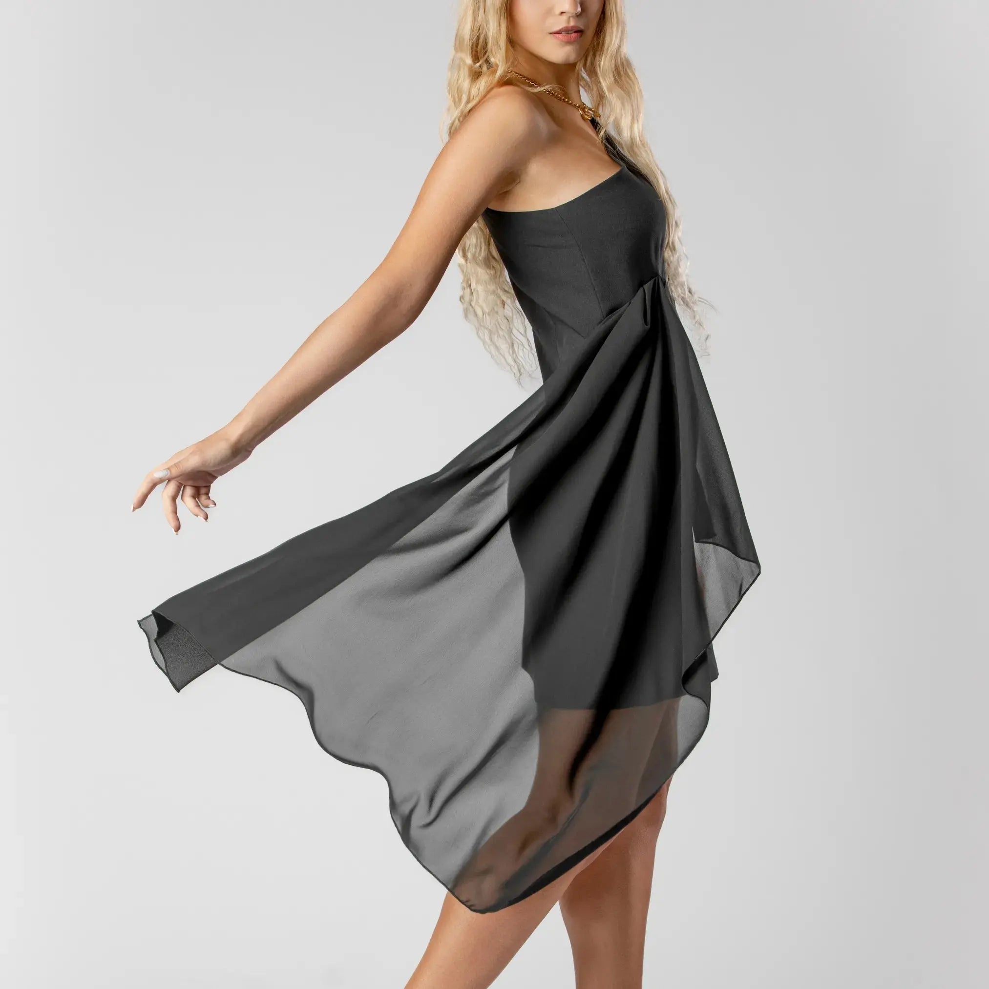 Robe Panneau Drapée Noire Moda di Christine