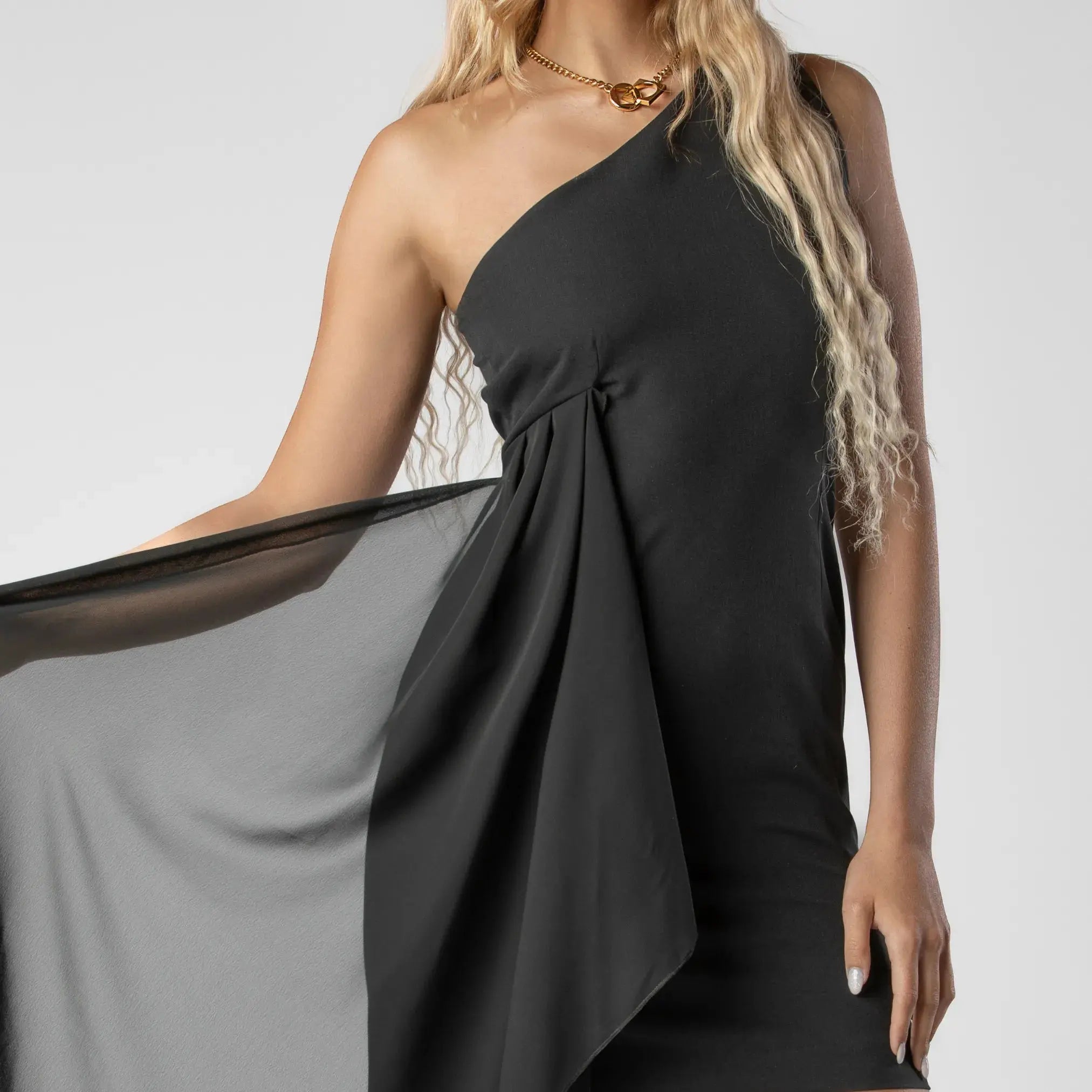 Robe Panneau Drapée Noire Moda di Christine