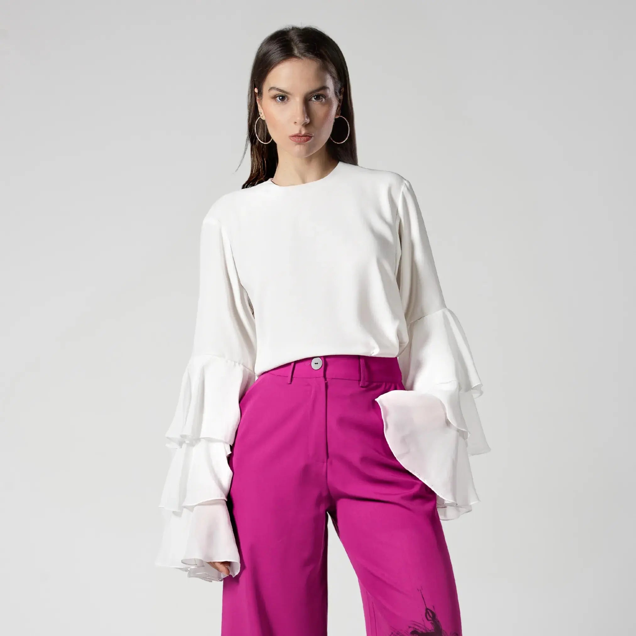 Top Blanc Manches Volantes Moda di Christine