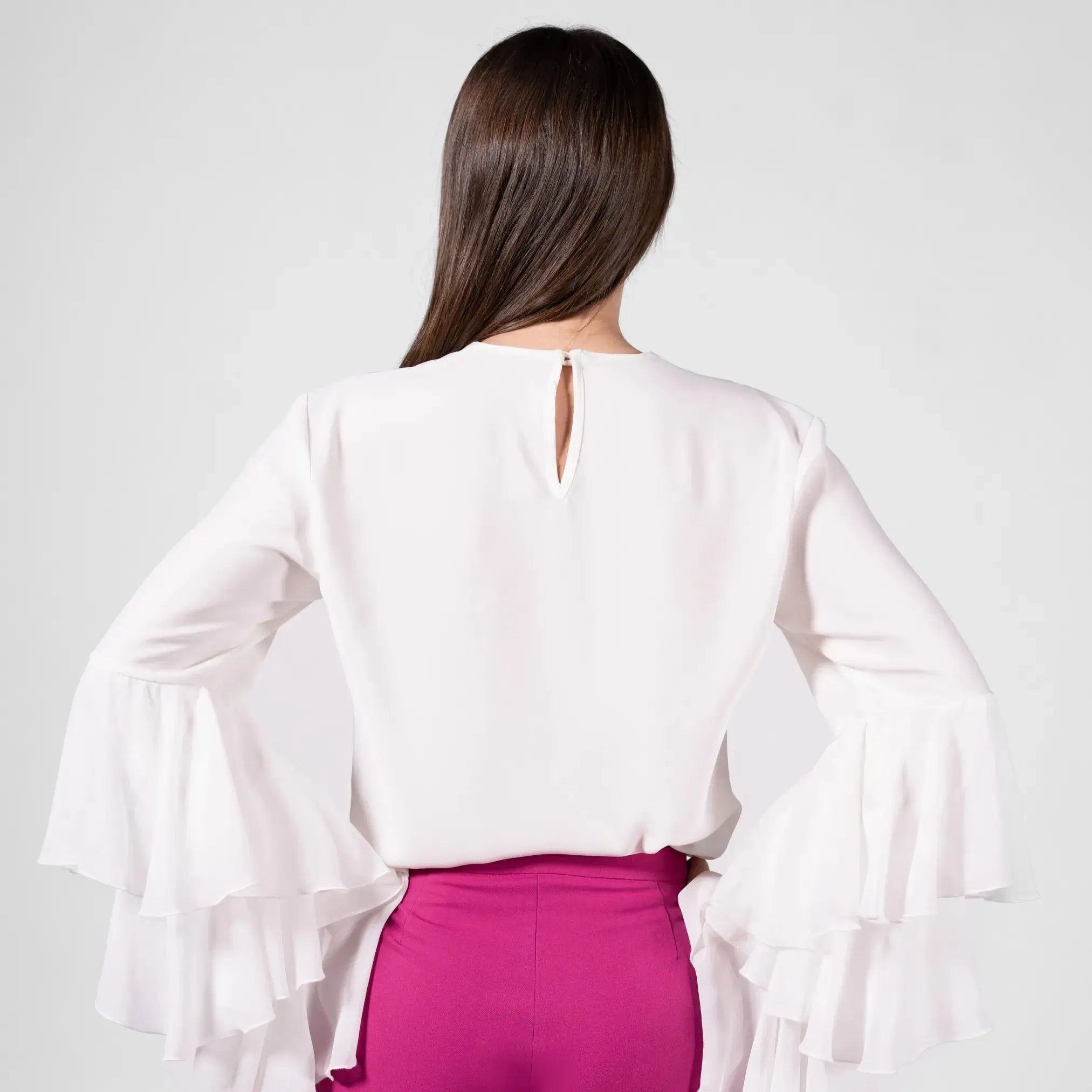 Top Blanc Manches Volantes Moda di Christine