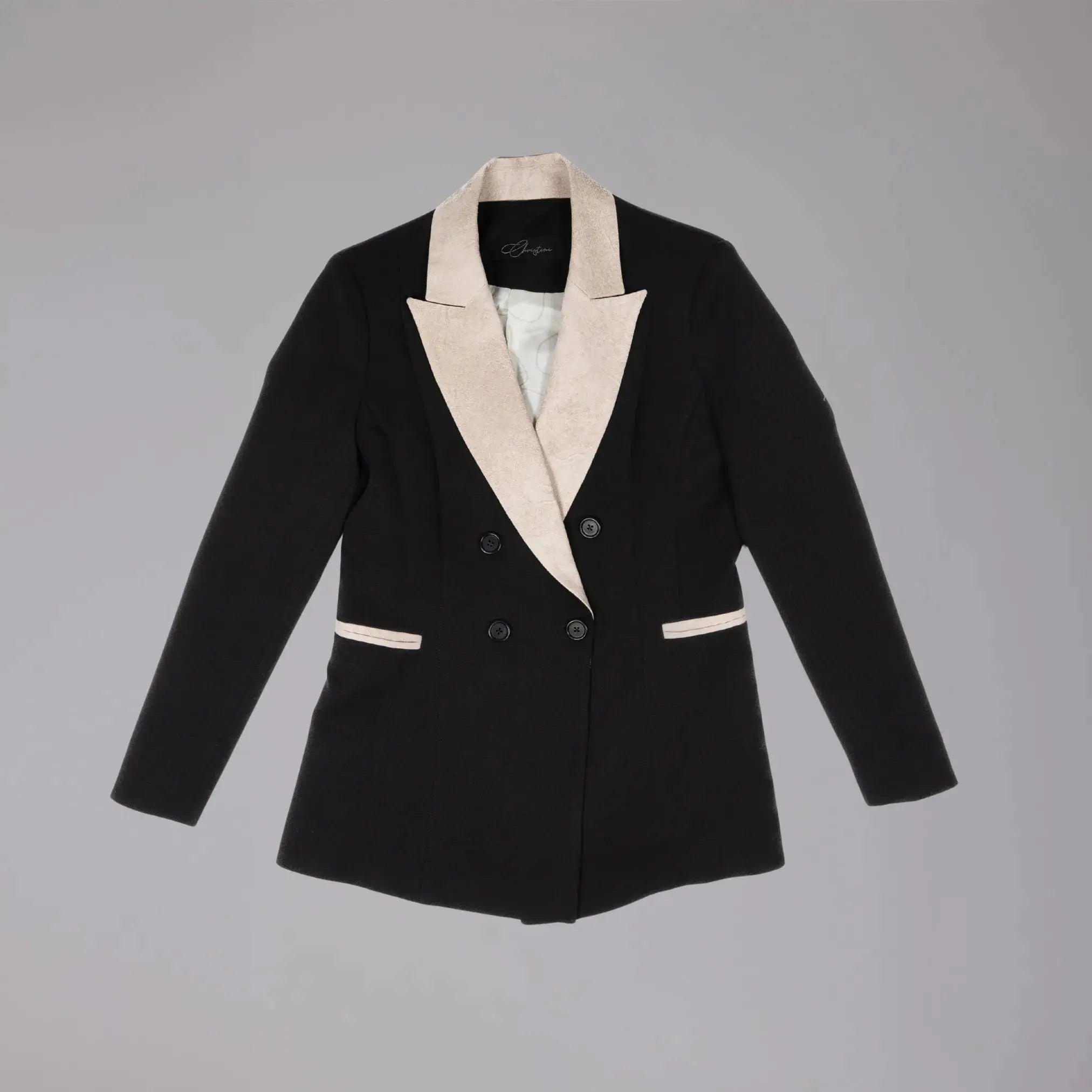 Veste Noire Croisée avec Col en Suède Moda di Christine