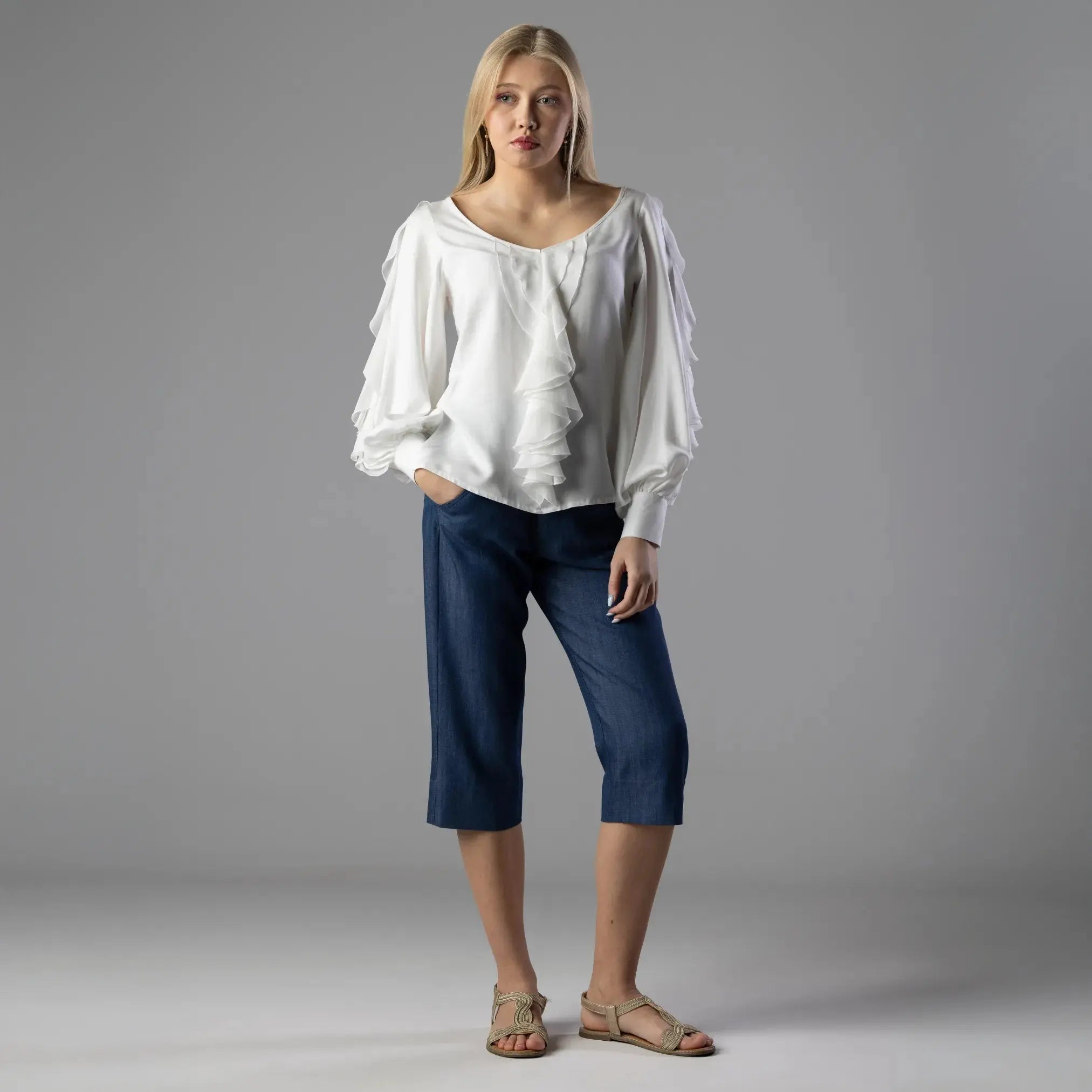 Blouse Blanche à Volants Moda di Christine