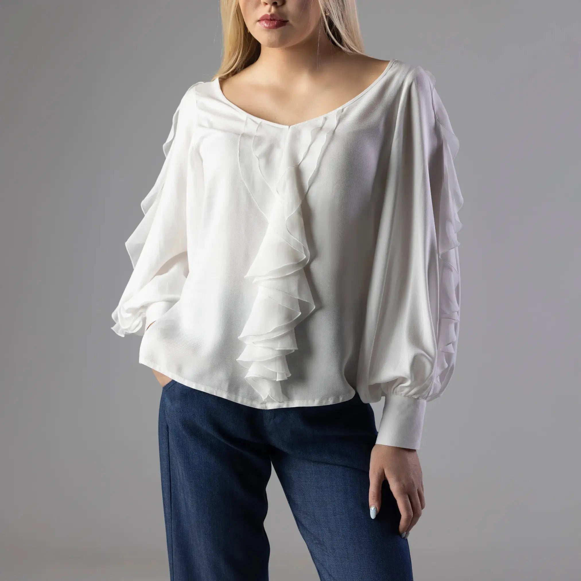 Blouse Blanche à Volants Moda di Christine