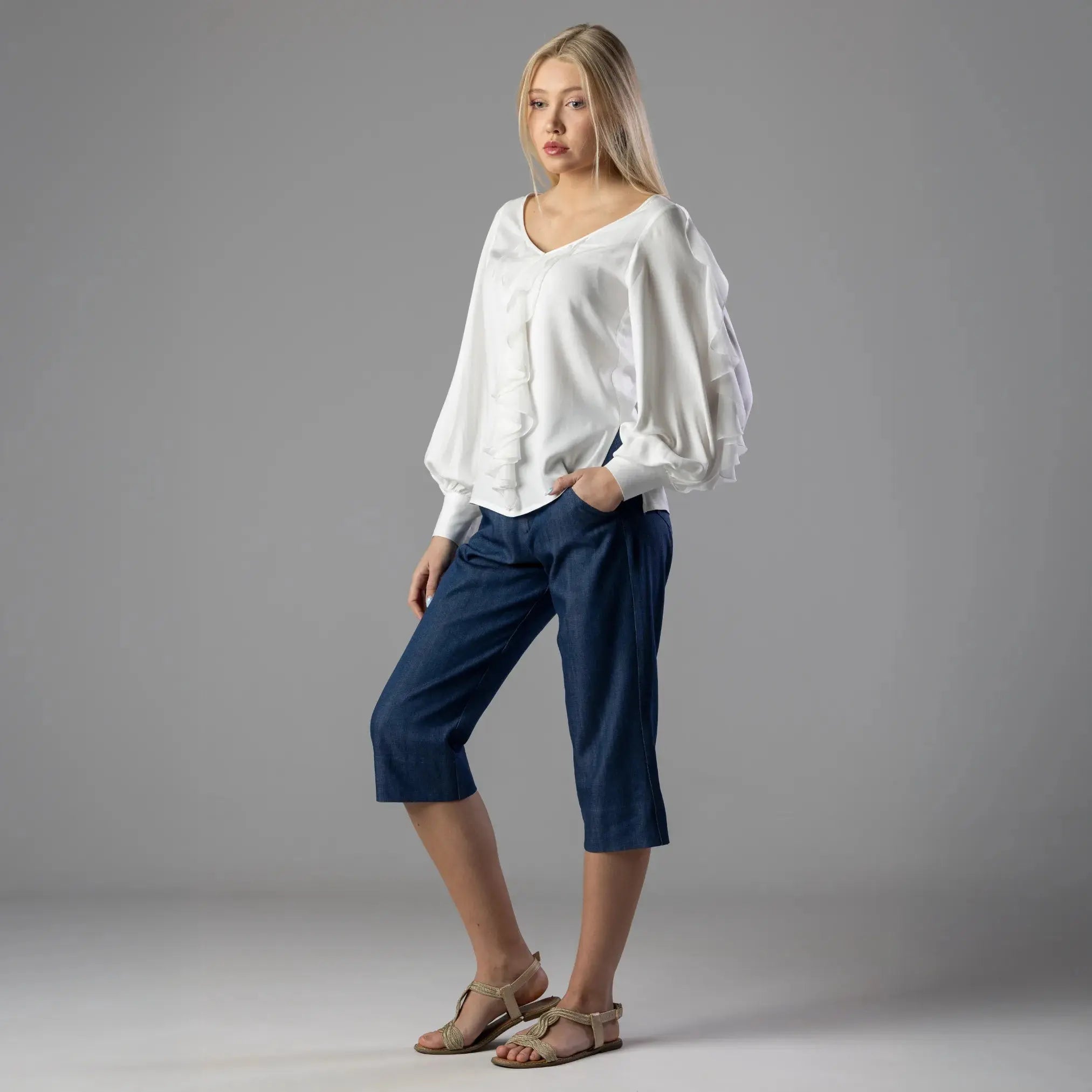 Blouse Blanche à Volants Moda di Christine