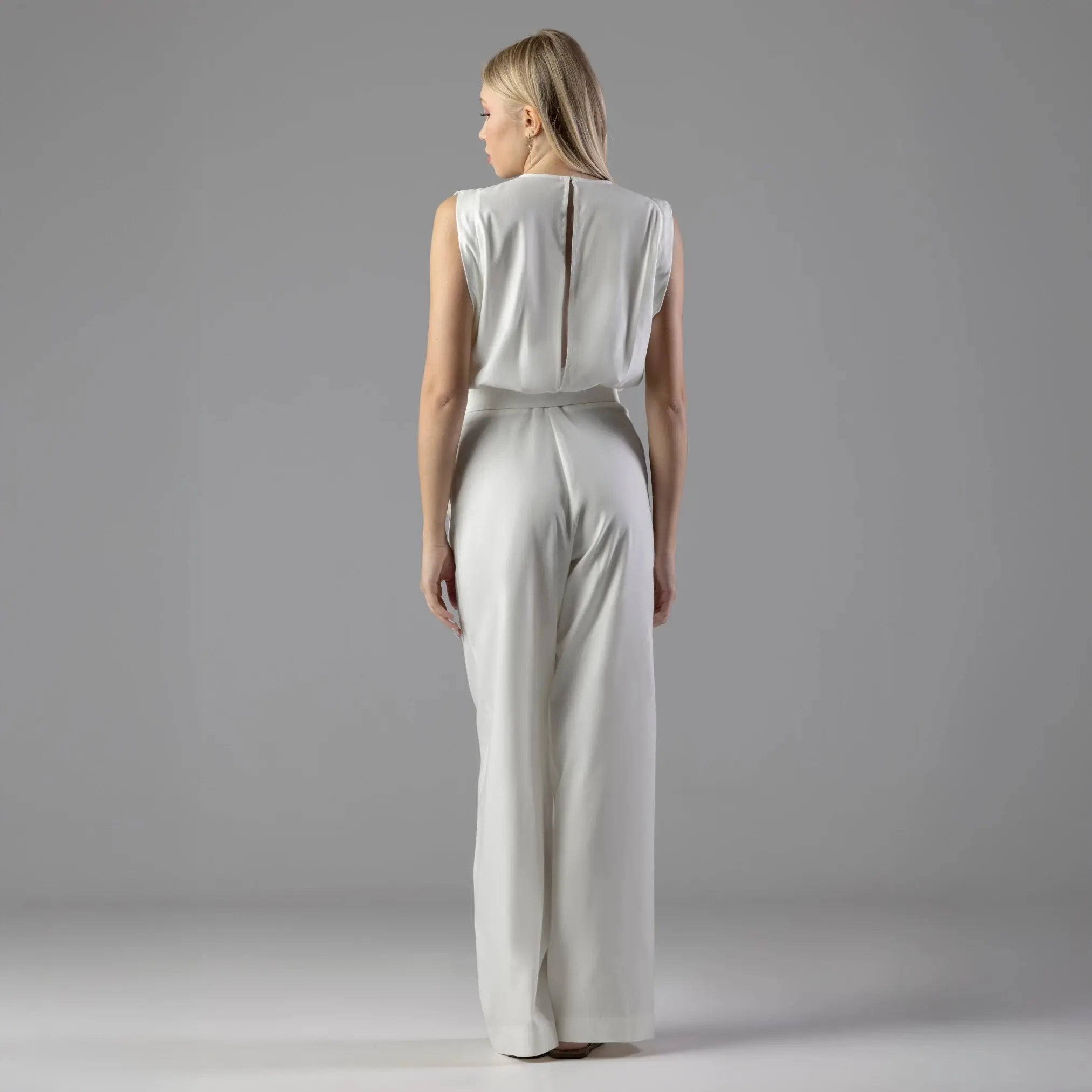 Combinaison Longue Blanche Ceinturée Moda di Christine