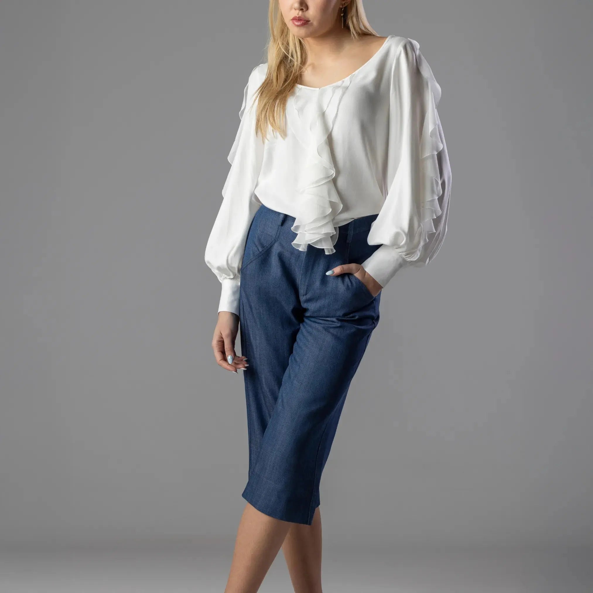 Pantacourt Bleu Denim Moda di Christine