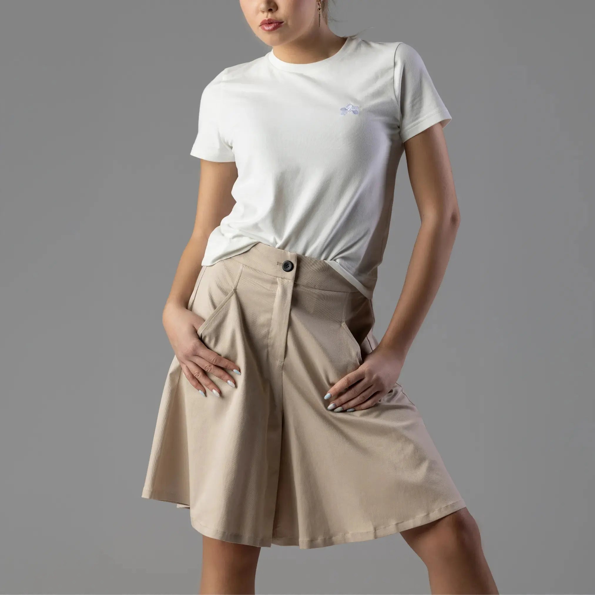 Short Beige Taille Haute Moda di Christine