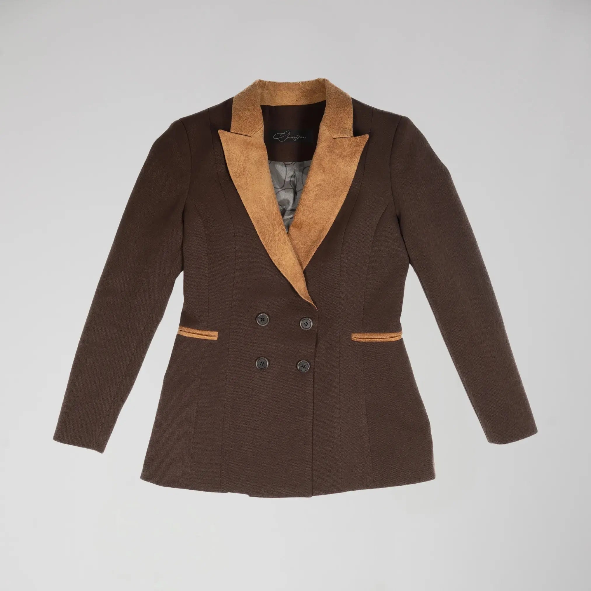 Veste Marron Croisée avec Col en Suède Moda di Christine