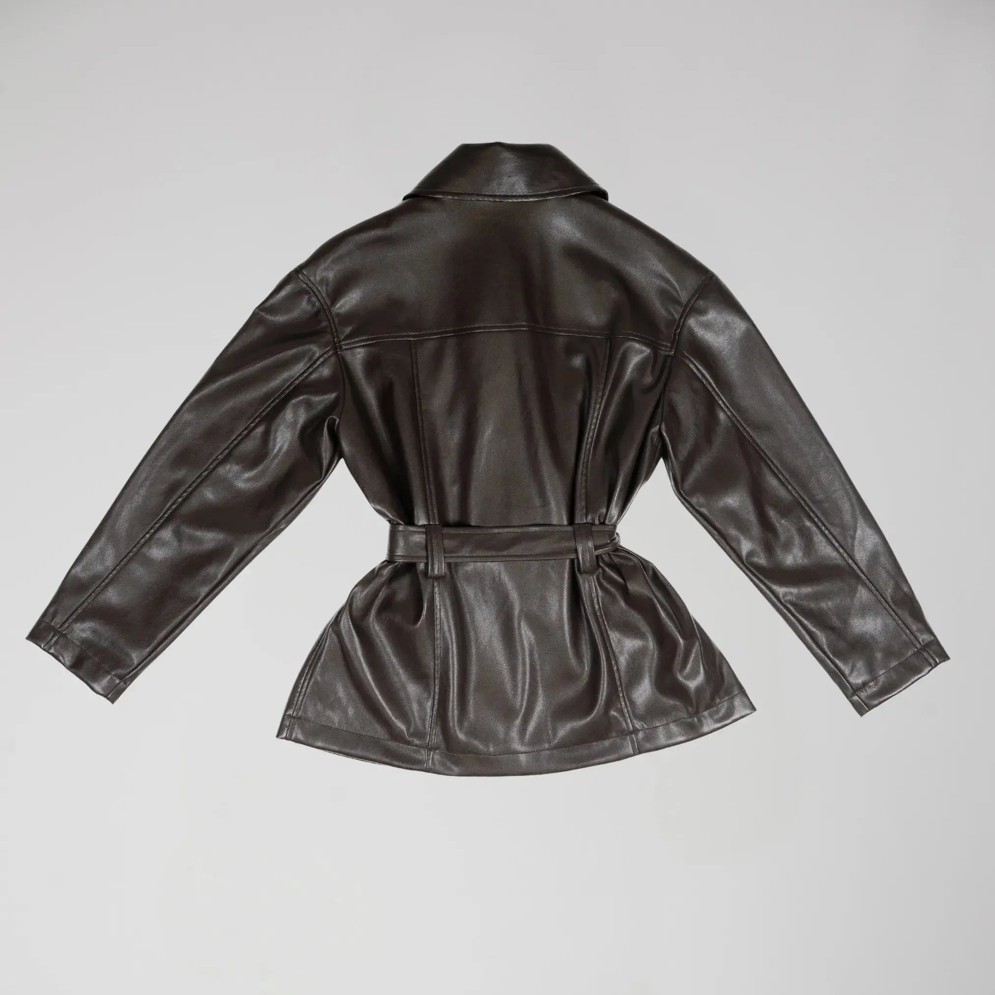 Veste en Simili Cuir Noire avec Doublure Logotée Moda di Christine